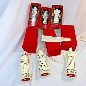 Madison Avenue Christmas Ornaments 2000 Set of 3 Musical Figurine Velvet boxes